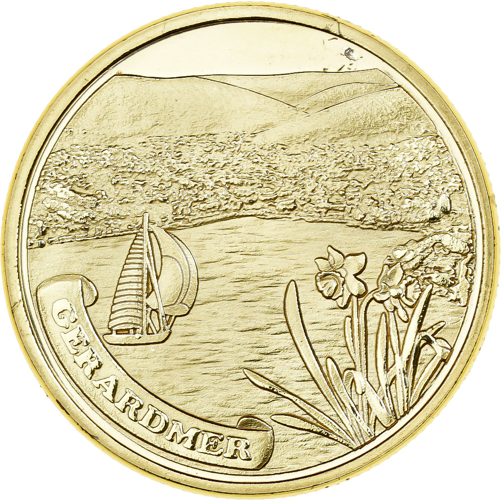 France, Medal, Gérardmer, Lac, 2011, Gilt iron, Colourized, MS(63)
