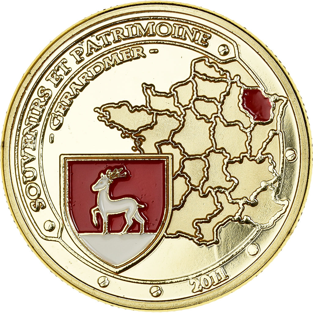 France, Medal, Gérardmer, Lac, 2011, Gilt iron, Colourized, MS(63)