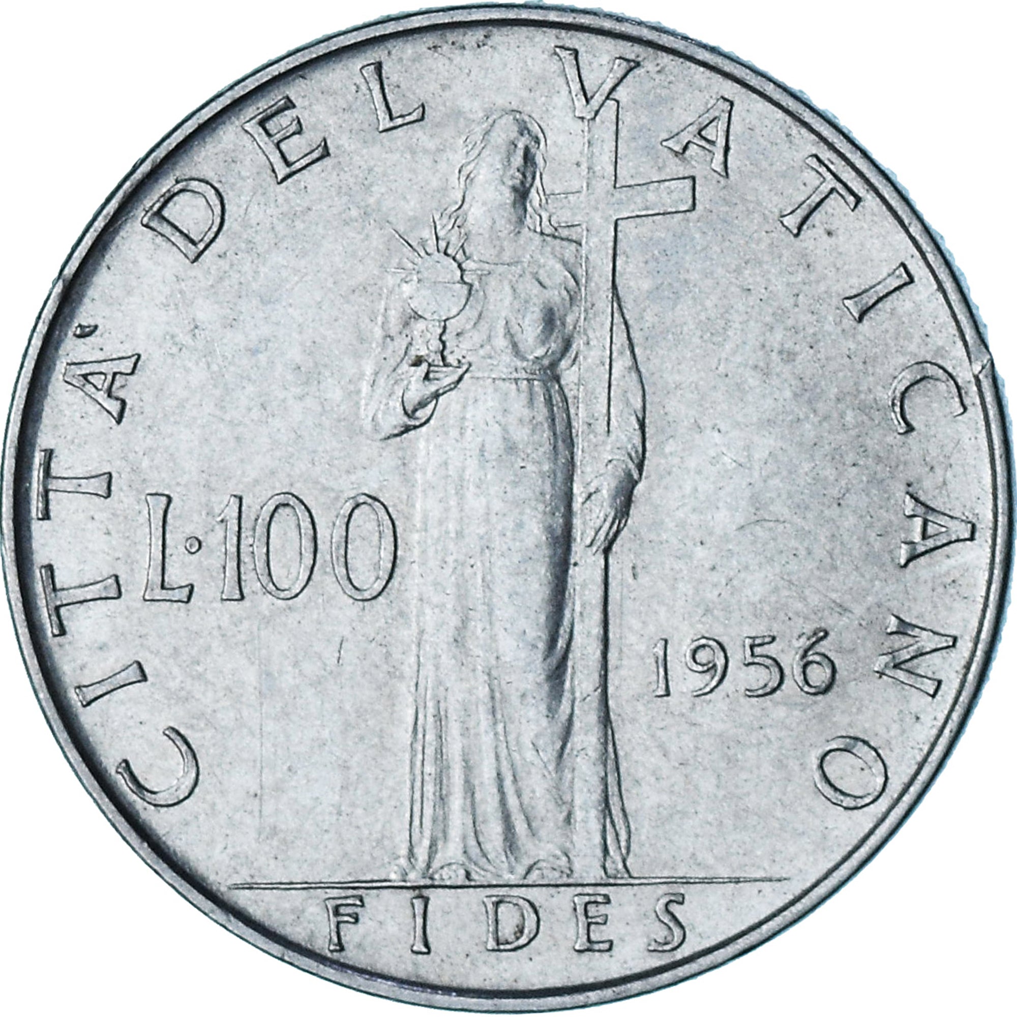 CIUDAD DEL VATICANO, 100 Lire, 1956