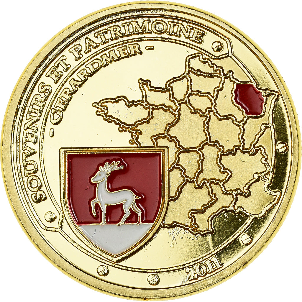 France, Medal, Gérardmer, Lac, 2011, Gilt iron, Colourized, MS(63)