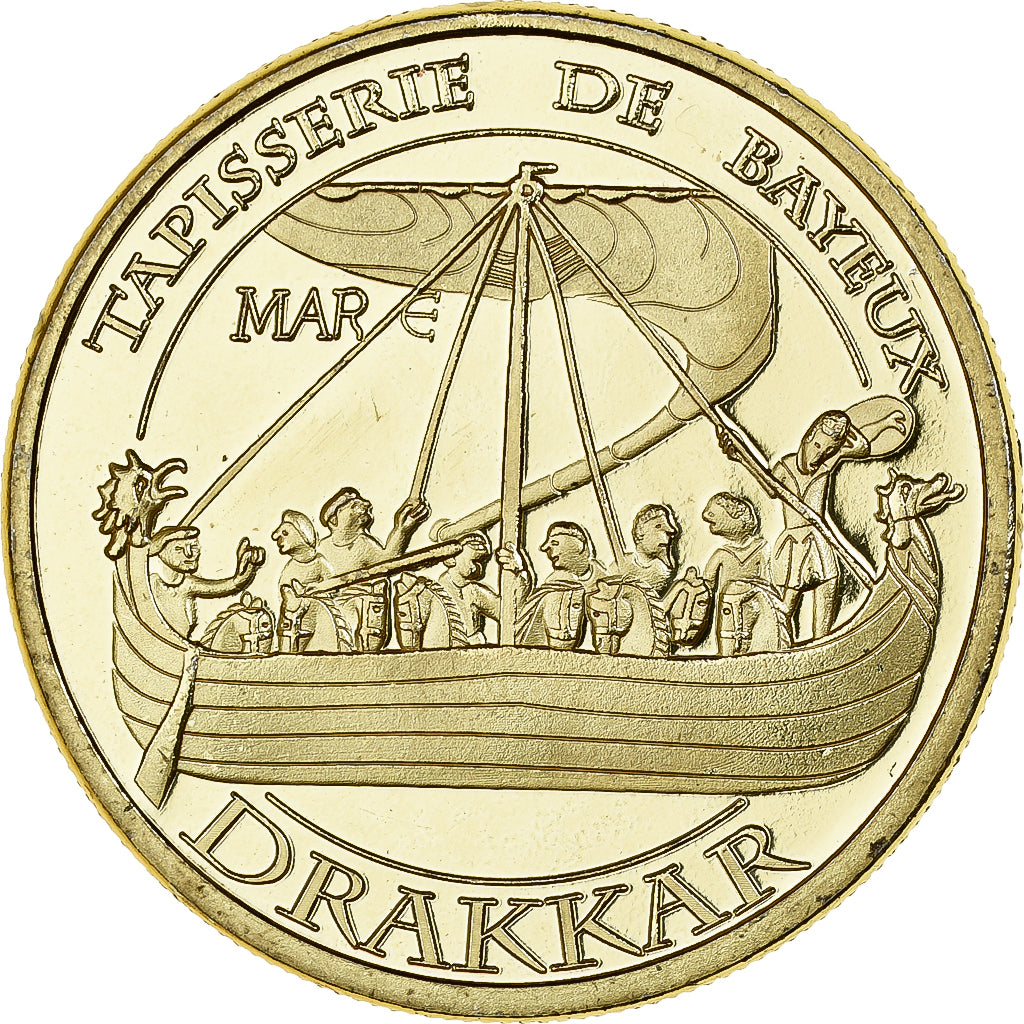 Frankrijk, Medaille, Bayeux, tapisserie - drakkar, Gilt iron, Colourized, UNC-