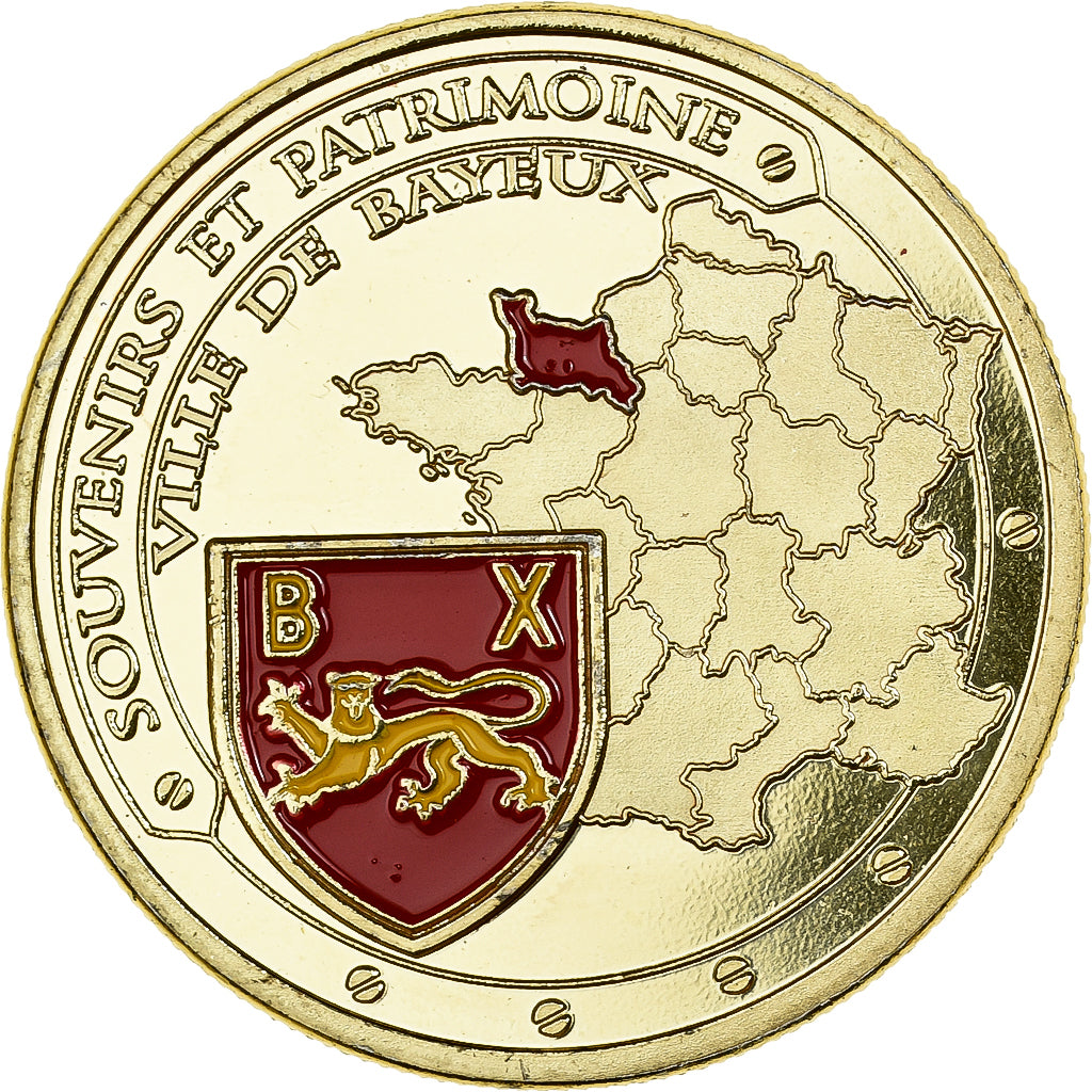 Frankrijk, Medaille, Bayeux, tapisserie - drakkar, Gilt iron, Colourized, UNC-