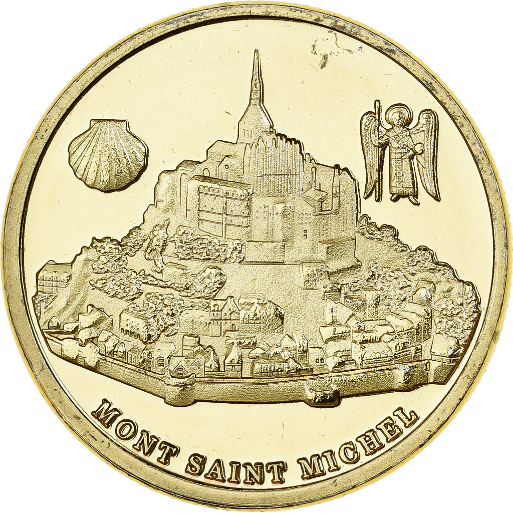 Frankreich, Medaille, Mont Saint-Michel, Gilt iron, Colourized, UNZ