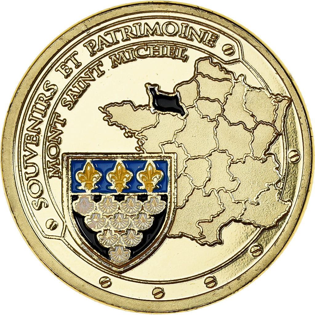 Frankreich, Medaille, Mont Saint-Michel, Gilt iron, Colourized, UNZ