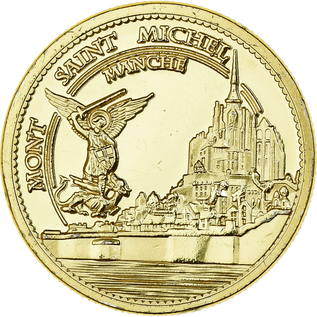 Frankreich, Medaille, Mont Saint-Michel, La Manche, Gilt iron, Colourized, UNZ