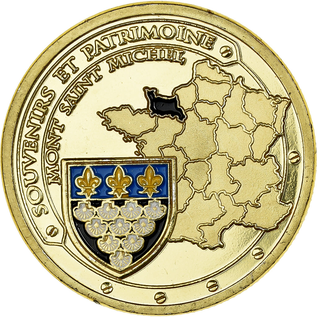 Frankreich, Medaille, Mont Saint-Michel, La Manche, Gilt iron, Colourized, UNZ