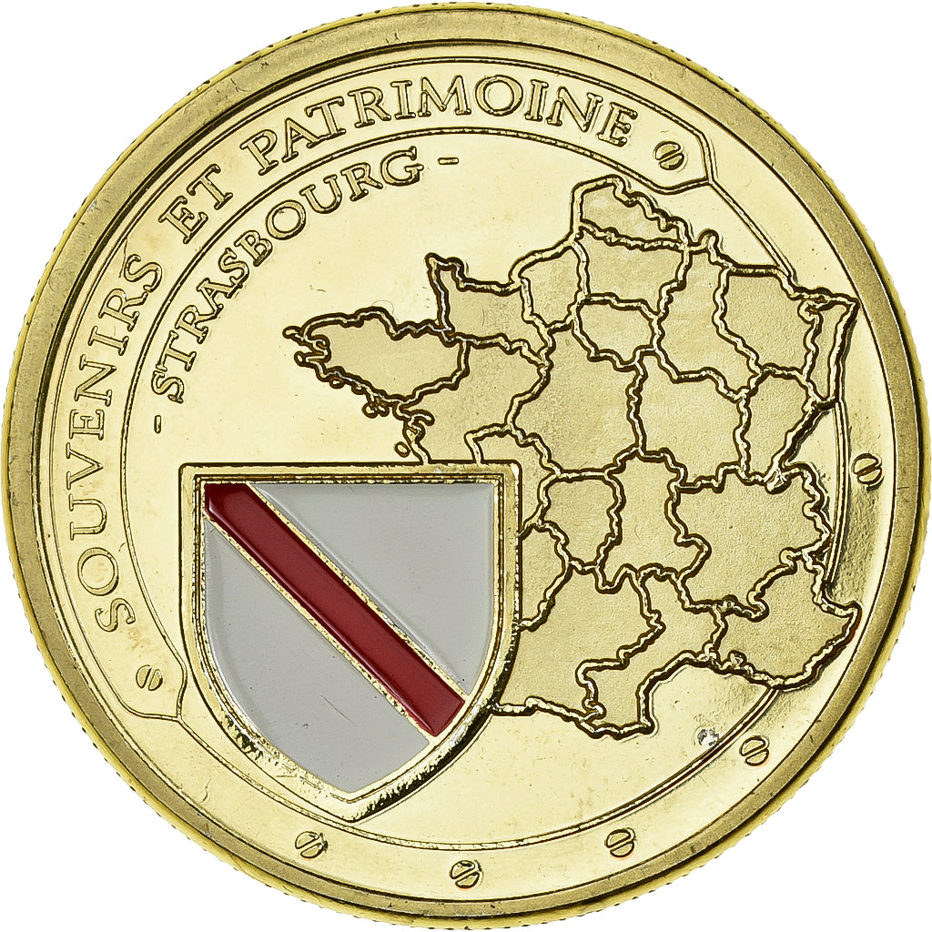 Francja, medal, Cathédrale de Strasbourg, Gilt iron, Colourized, MS(63)