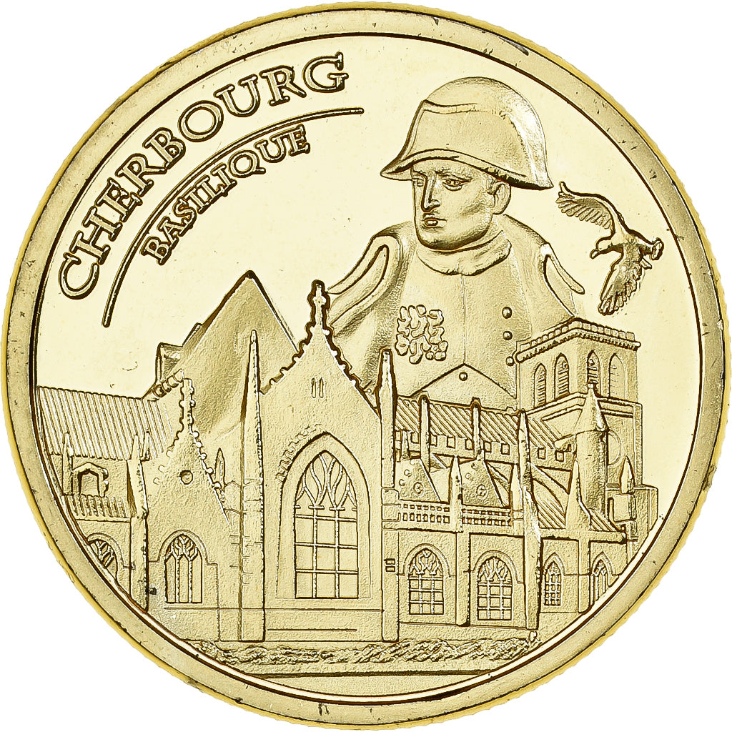 Frankreich, Medaille, Basilique de Cherbourg, Gilt iron, Colourized, UNZ