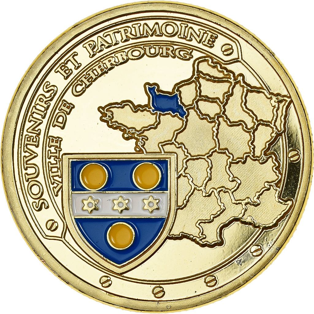 Frankreich, Medaille, Basilique de Cherbourg, Gilt iron, Colourized, UNZ