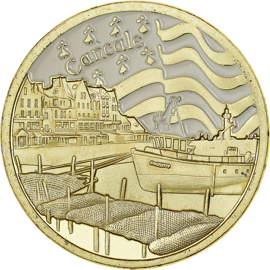 Frankreich, Medaille, Cancale, Gilt iron, Colourized, UNZ