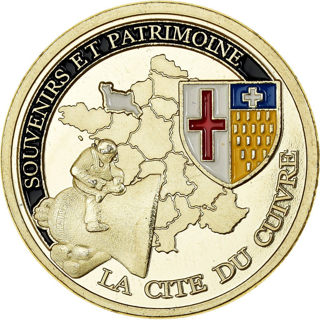 Frankreich, Medaille, Villedieu-les-Poêles - La cité du Cuivre, Gilt iron