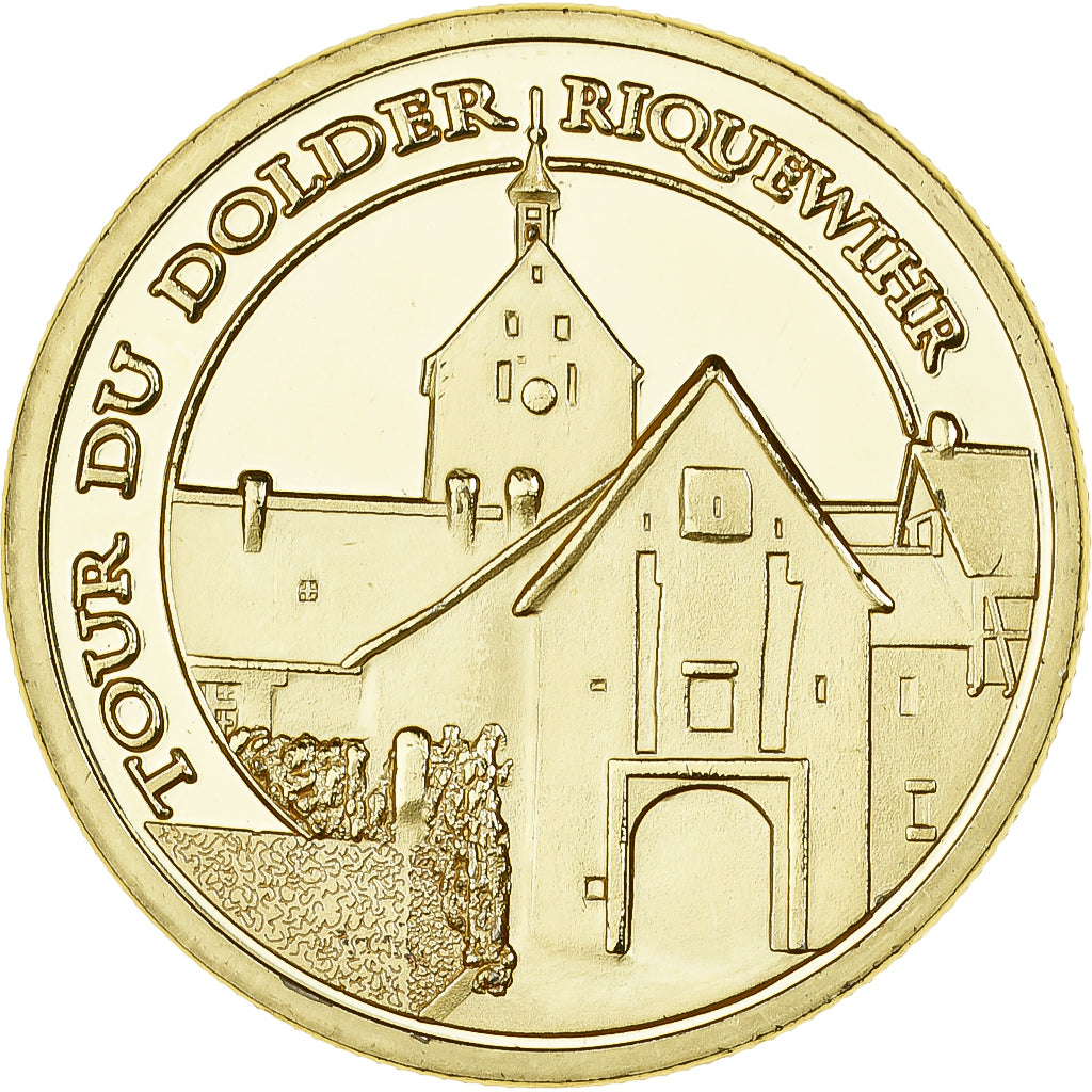 Frankreich, Medaille, Riquewihr - Tour du Dolder, Gilt iron, Colourized, UNZ