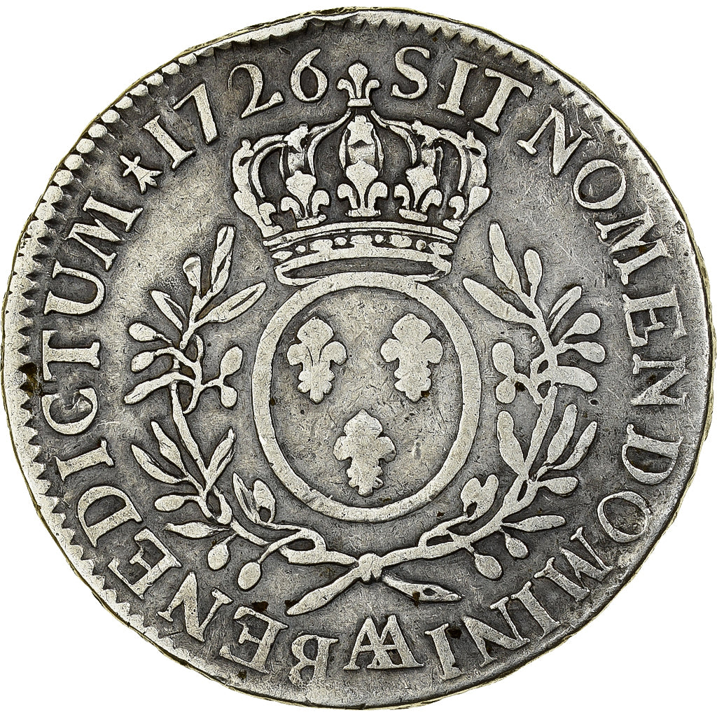 France, Louis XV, Ecu aux branches d'olivier, 1726, Metz, Argent, TB