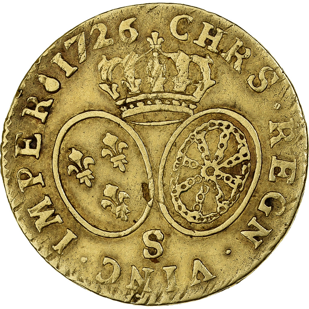 Francia, Louis XV, Louis d'Or, 1726, Reims, Oro, MB+, Gadoury:340