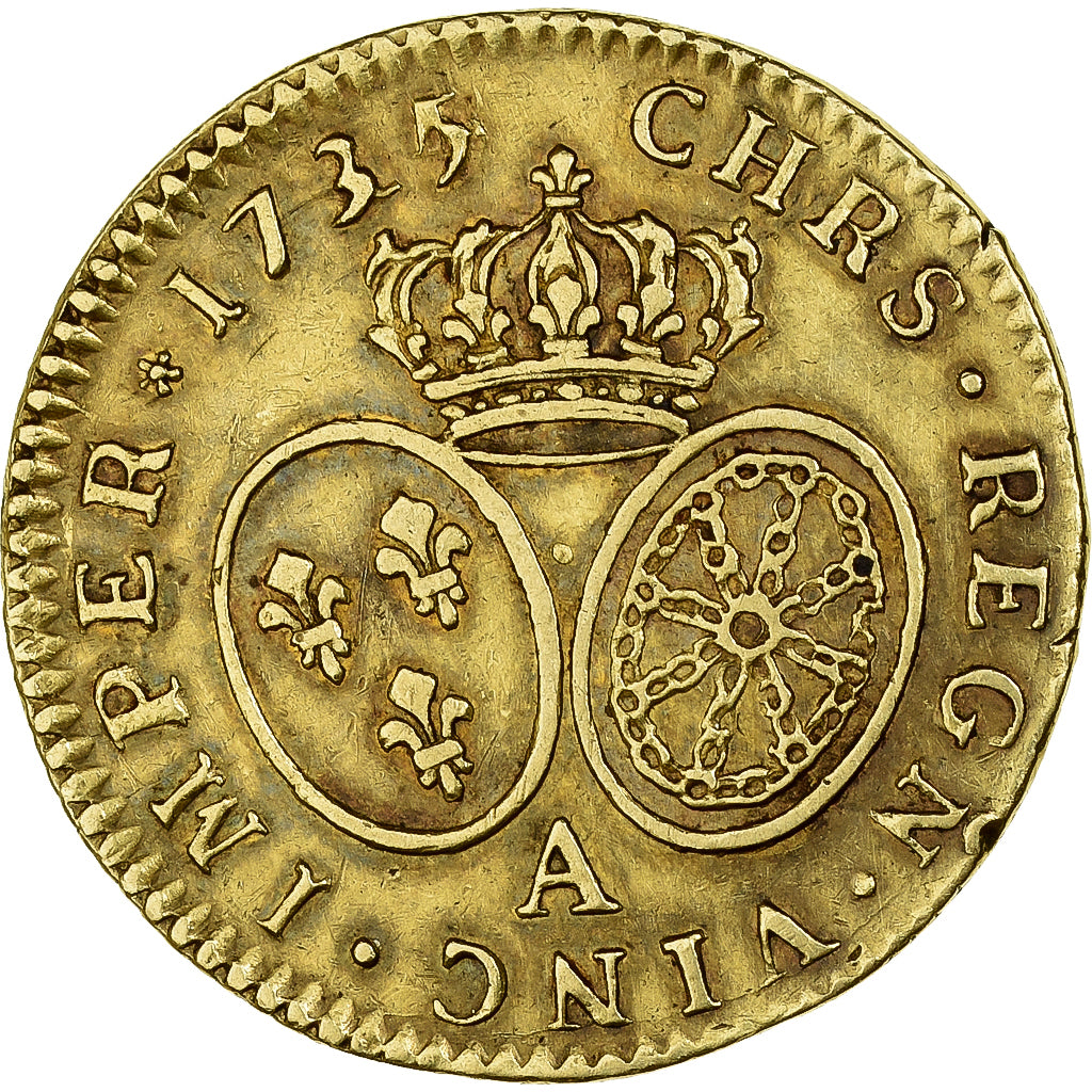 França, Louis XV, Louis d'Or, 1735/4, Paris, Dourado, AU(50-53), Gadoury:340
