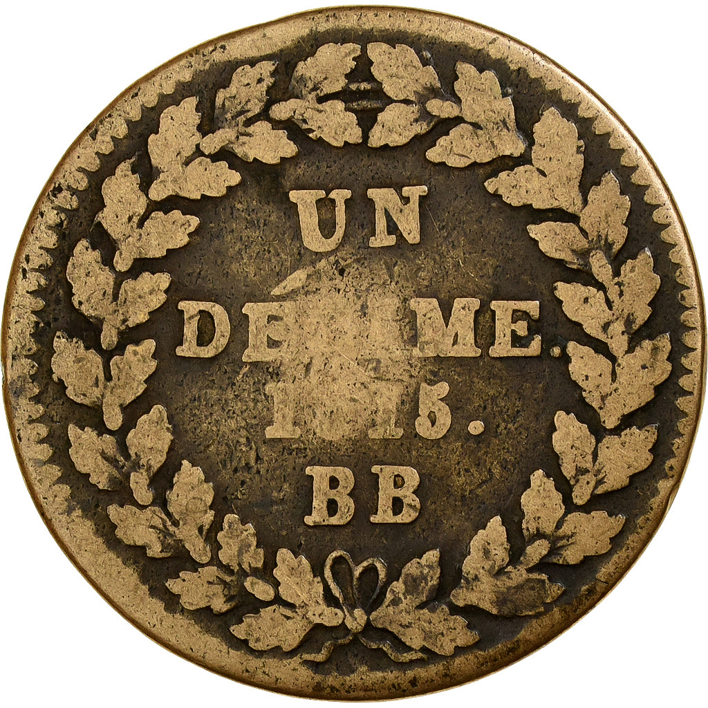 Frankreich, Louis XVIII, 1 Décime, 1815, Strasbourg, Bronze, S, Gadoury:196d