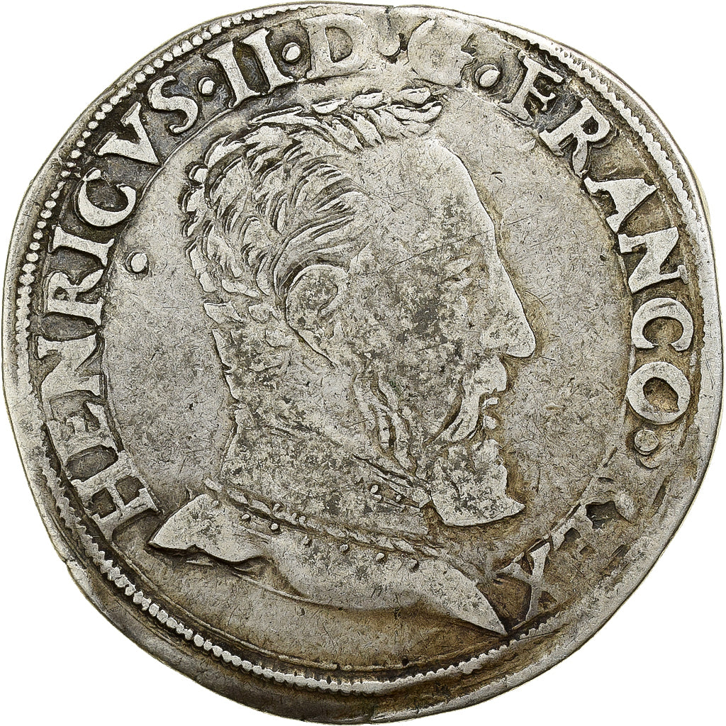 Francja, Henri II, Teston à la tête nue, 1553, Toulouse, Srebro, VF(30-35)
