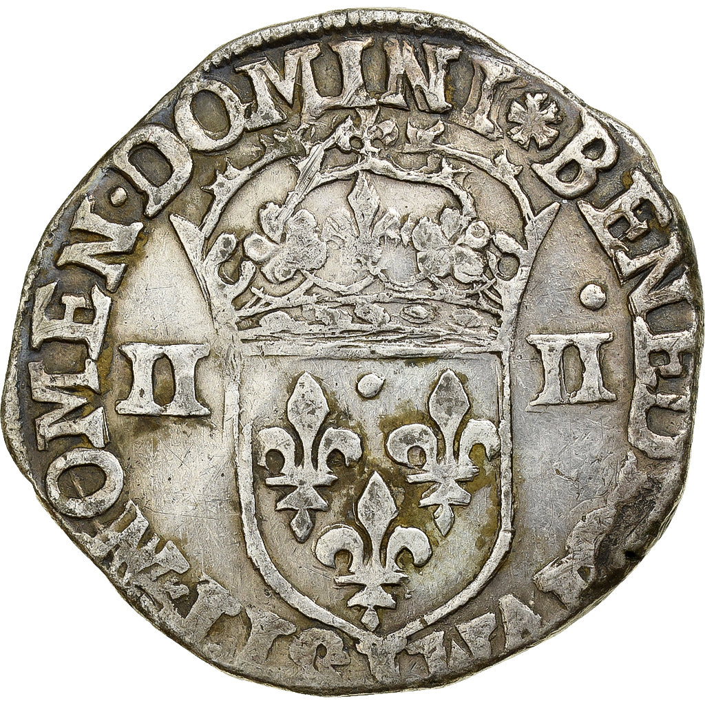 Francja, Charles X, 1/4 Ecu, 1591, Nantes, Srebro, VF(30-35), Gadoury:521