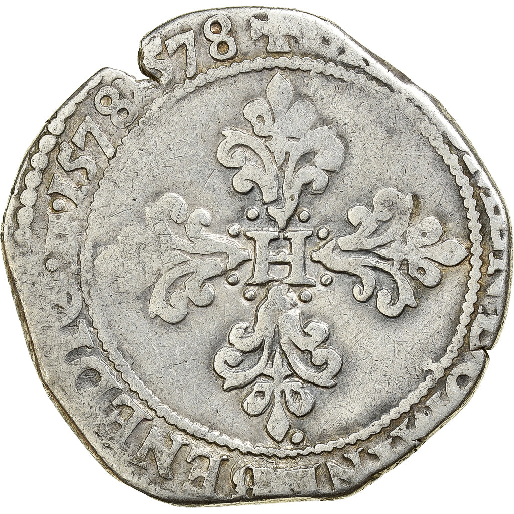 Francia, Henri III, 1/2 Franc au col plat, 1578, Troyes, Argento, MB