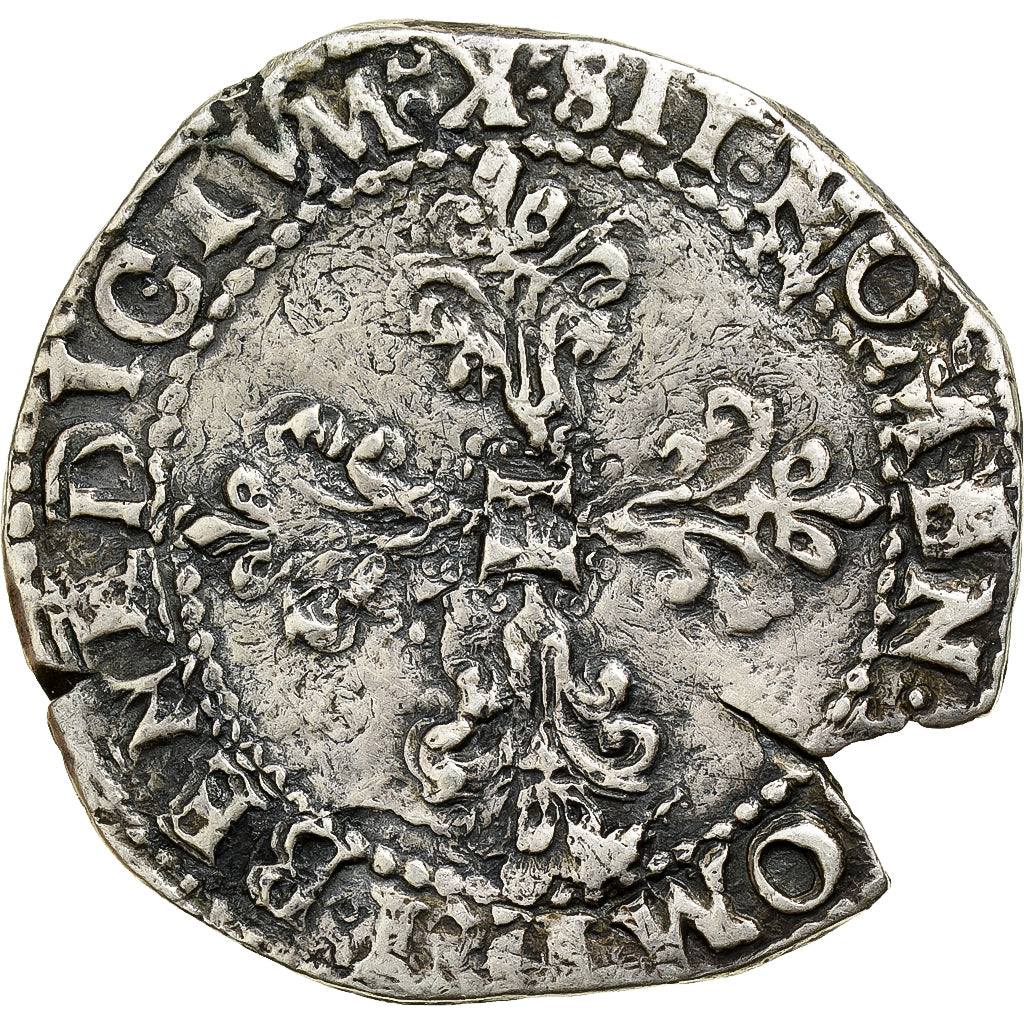 Francia, Henri III, 1/2 Franc au col plat, 1586, Bordeaux, Argento, MB