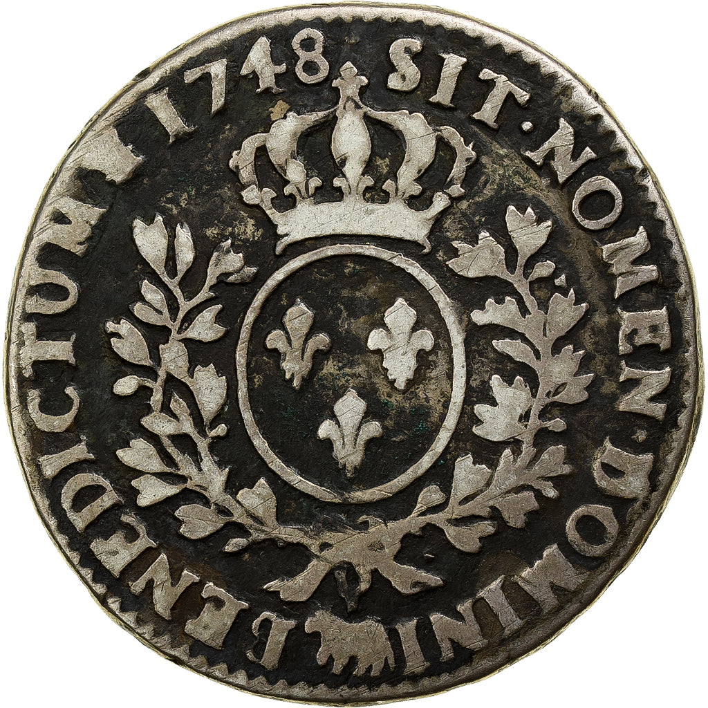 France, Louis XV, 1/2 Ecu de Béarn au bandeau, 1748, Pau, Argent, TB