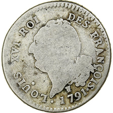 Francia, Louis XVI, 30 sols françois, 1791 / AN 3, Limoges, Plata, BC+