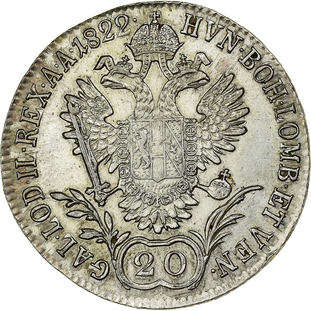 Austria, Franz I, 20 Kreuzer, 1822, Vienna, Argento, BB, KM:2143