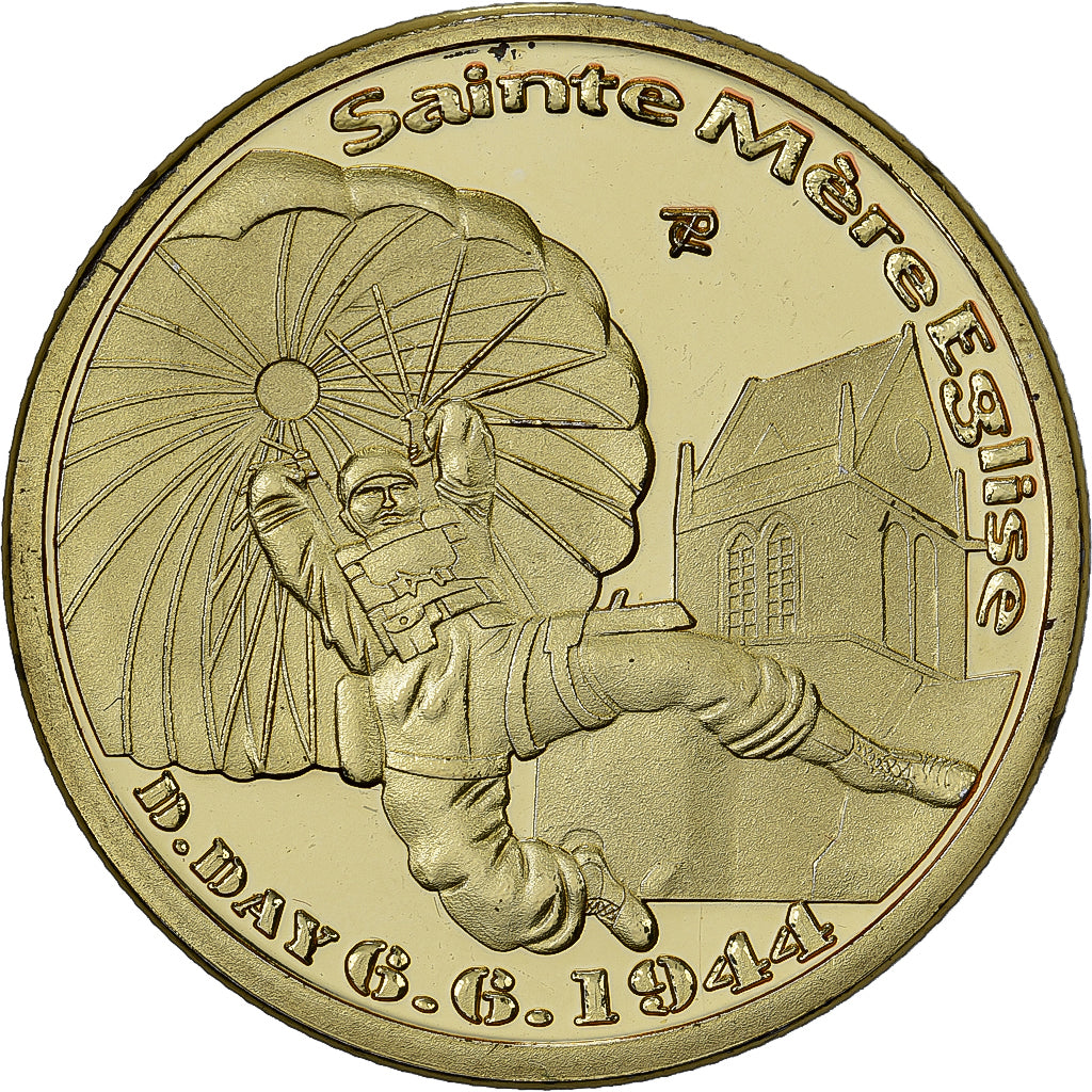 Frankreich, Medaille, Sainte Mère l'Église, D Day, Stahl, Colourized, UNZ
