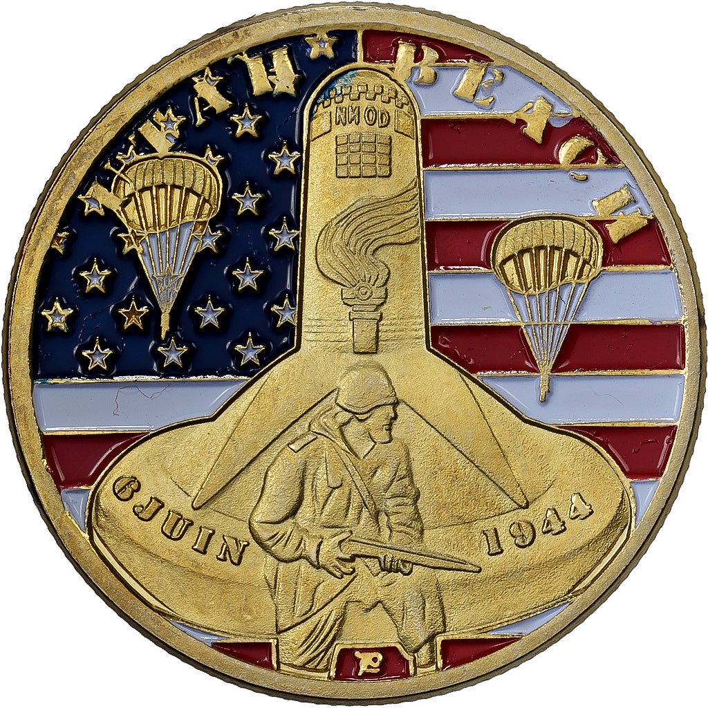 Frankreich, Medaille, Débarquement Allié, D Day, Stahl, Colourized, UNZ
