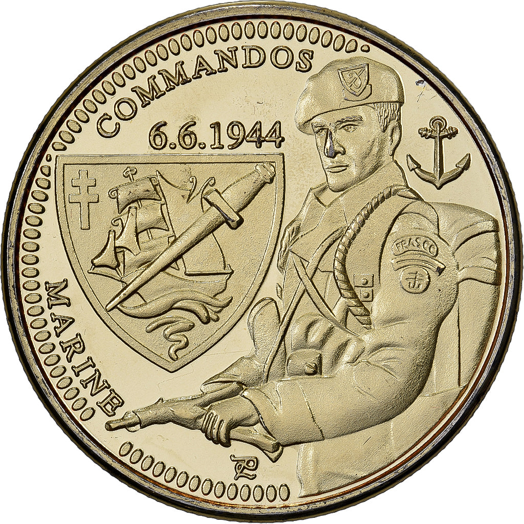 Frankreich, Medaille, Commando Kieffer - Fusiliers Marins, Stahl, Colourized