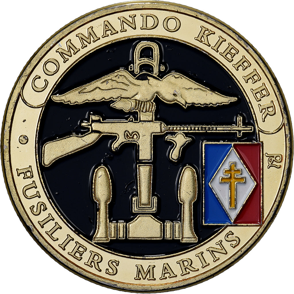 Frankreich, Medaille, Commando Kieffer - Fusiliers Marins, Stahl, Colourized