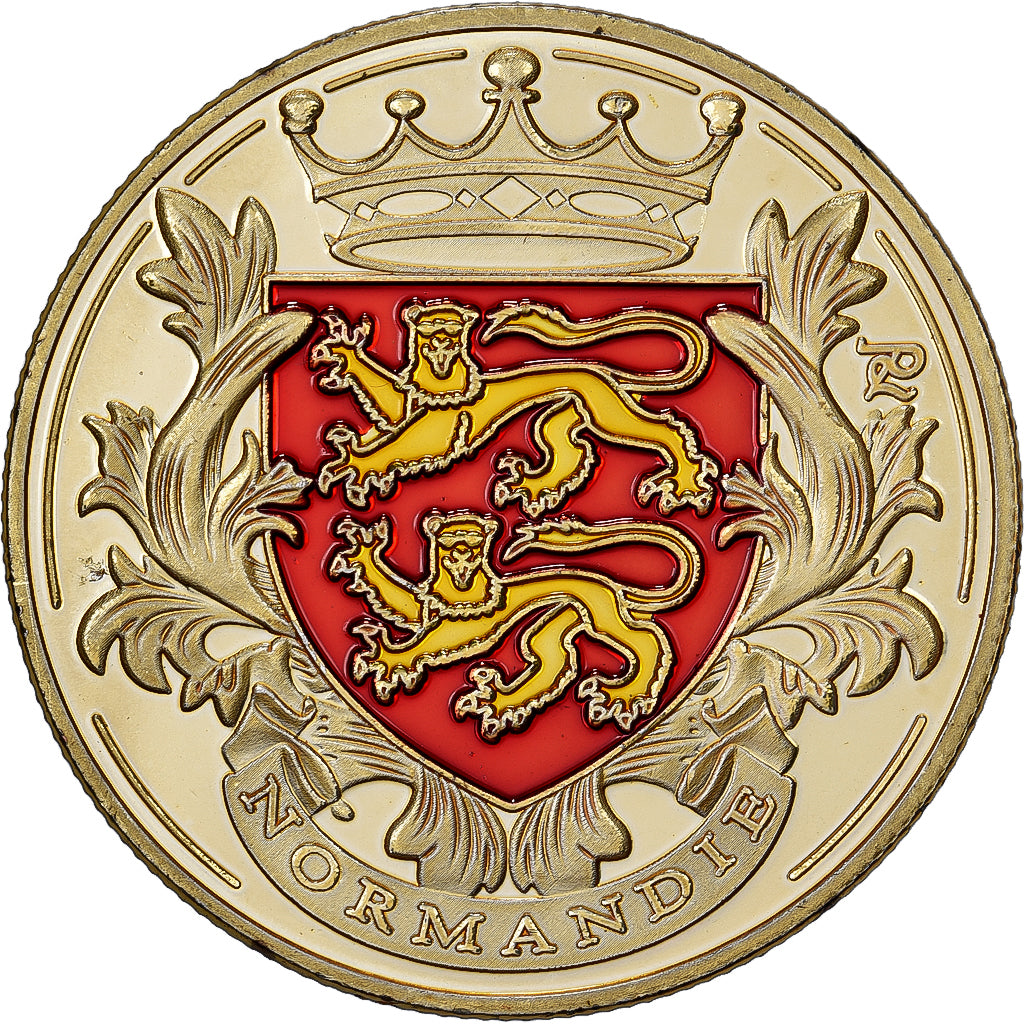 França, medalha, France, Normandie, Aço, Colourized, MS(63)