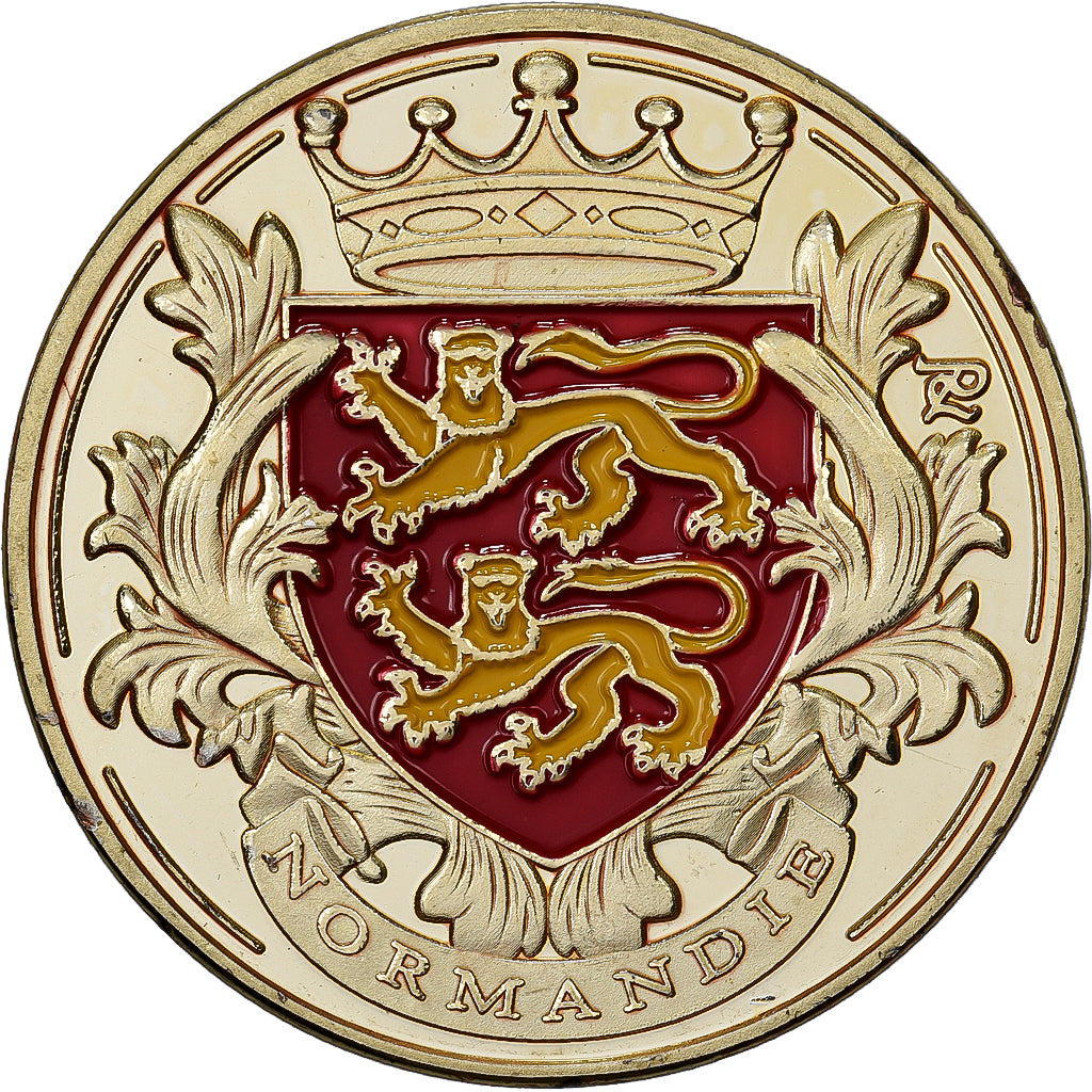 França, medalha, France, Normandie, Aço, Colourized, MS(63)
