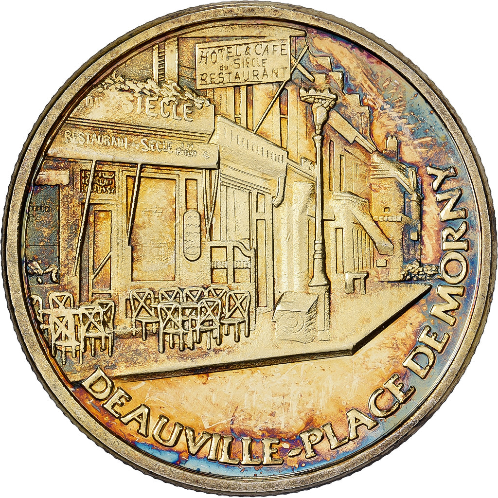 Frankreich, Medaille, Deauville - Place de Morny, Stahl, Colourized, UNZ