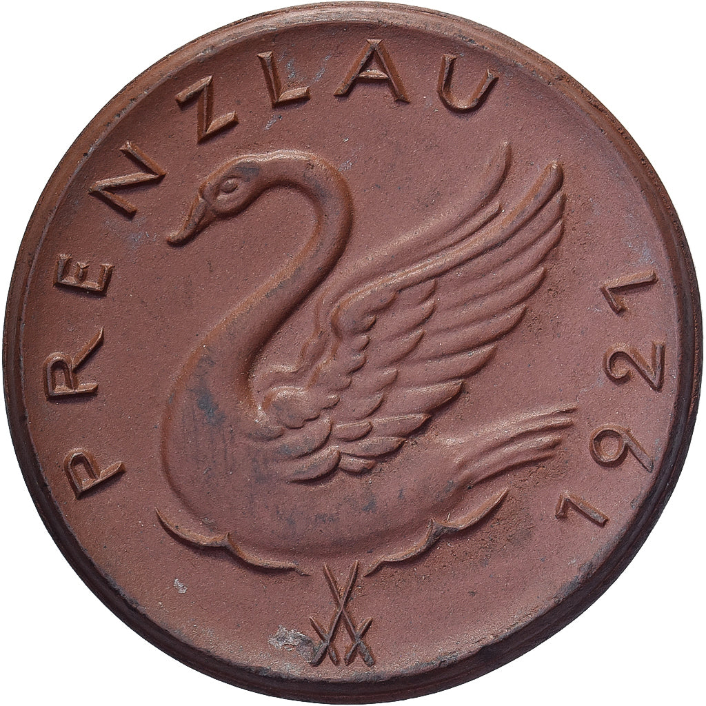 ALEMANIA - REPÚBLICA DE WEIMAR, Stadt Prenzlau, 1/2 Mark, 1921, SC, Porcelana