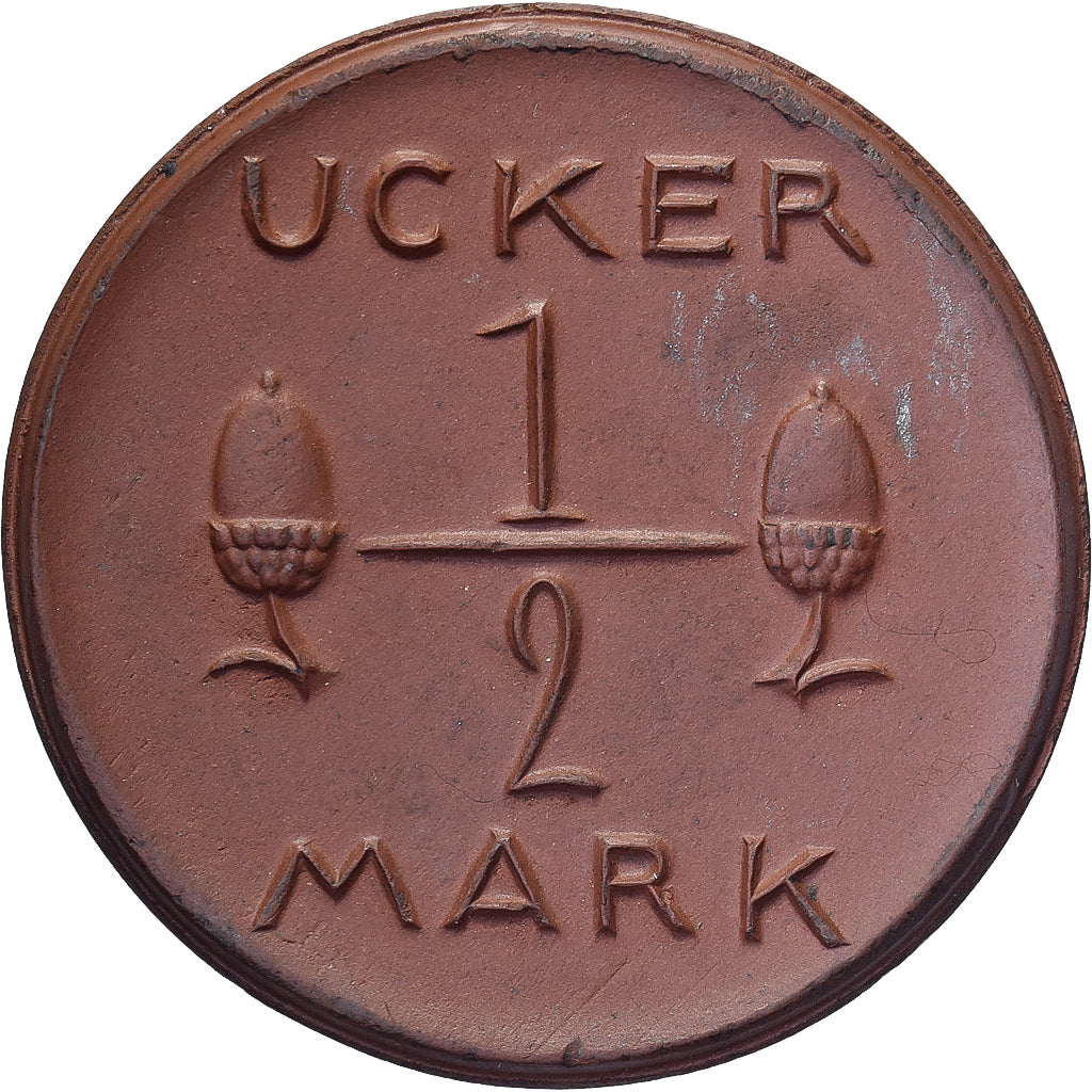 ALEMANIA - REPÚBLICA DE WEIMAR, Stadt Prenzlau, 1/2 Mark, 1921, SC, Porcelana