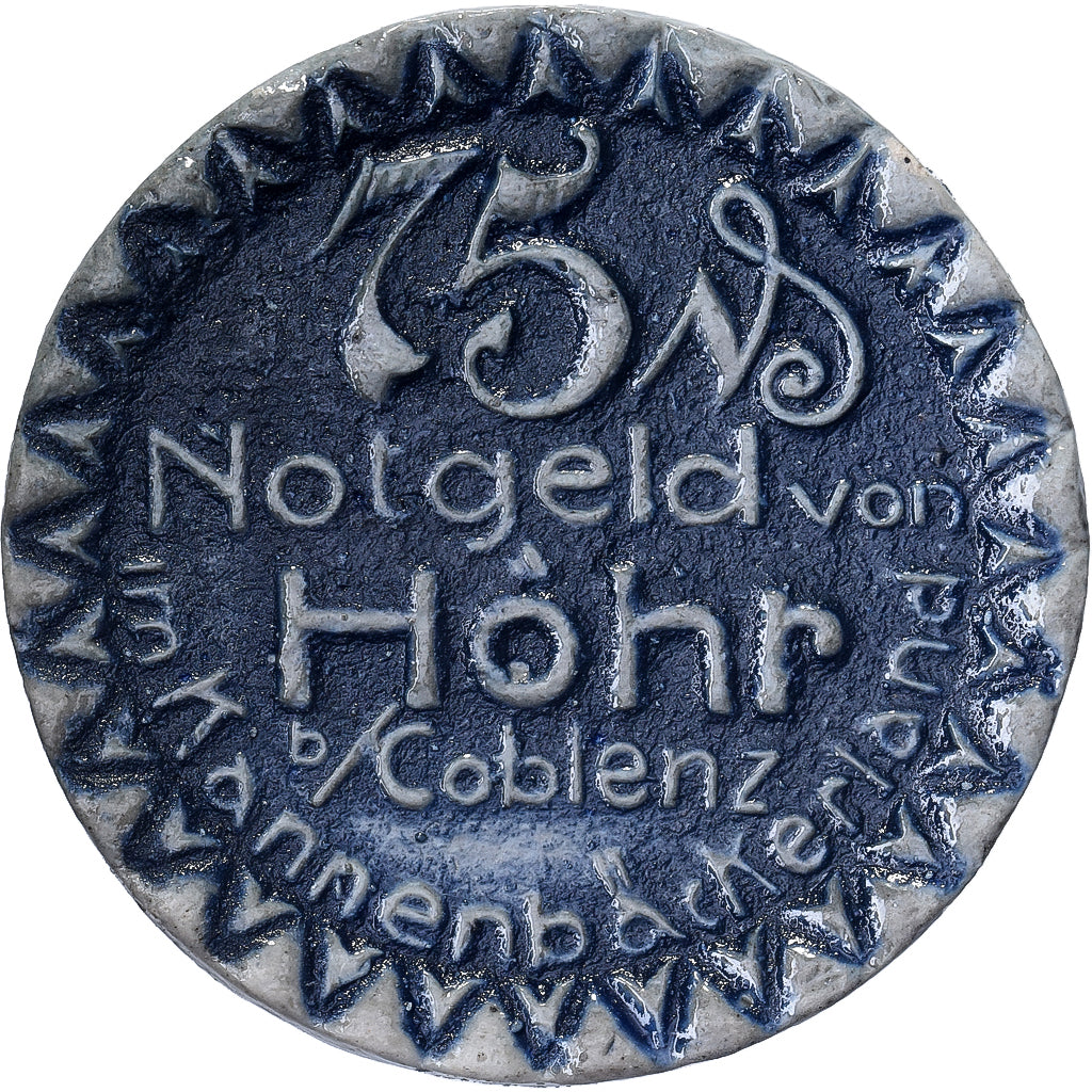 NIEMCY, REP. WEIMARSKA, Municipality of Höhr, 75 Pfennig, 1921, MS(63)