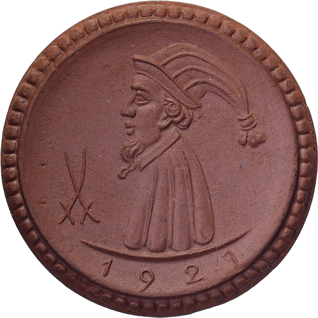 Duitsland, Weimarrepubliek, Stadt Meissen, 1 Mark, 1921, UNC-, Porselein