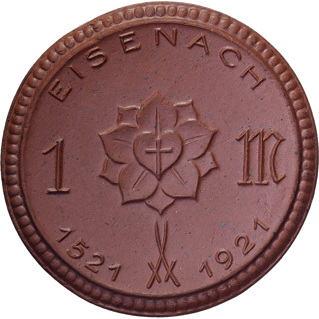 Weimar Republic, Stadt Eisenach, 1 Mark, 1921, MS(63), Porcelain