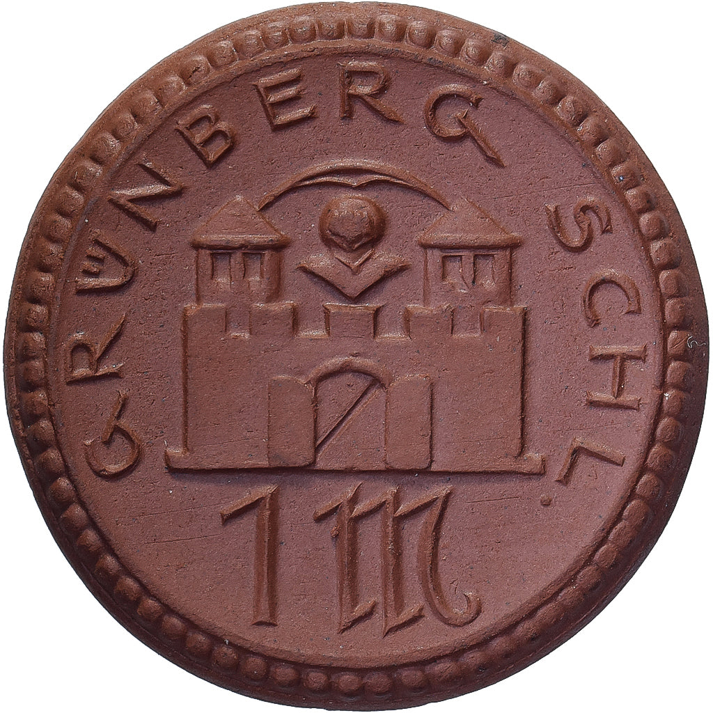 ALEMANIA - REPÚBLICA DE WEIMAR, Stadt Grünberg, 1 Mark, 1921, SC, Porcelana