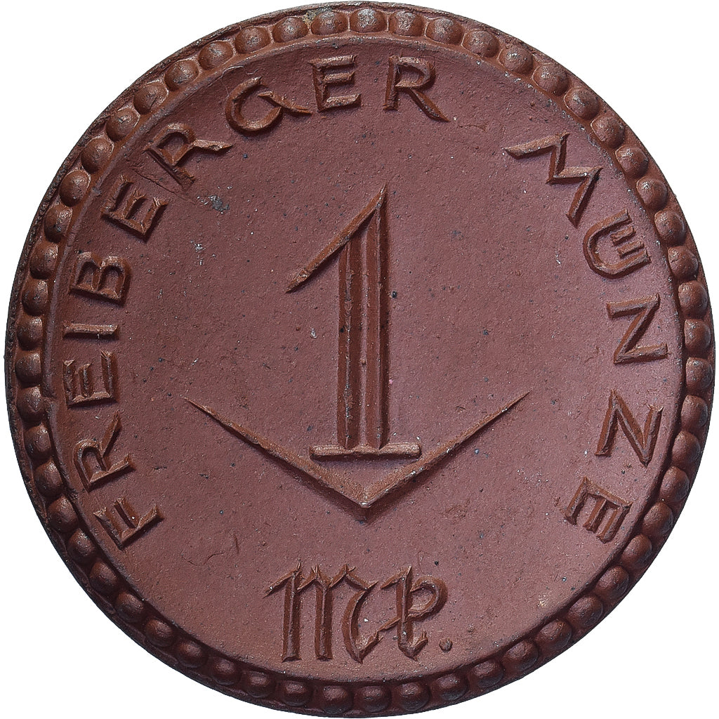 NIEMCY, REP. WEIMARSKA, Stadt Freiberg, 1 Mark, 1921, MS(63), Porcelana
