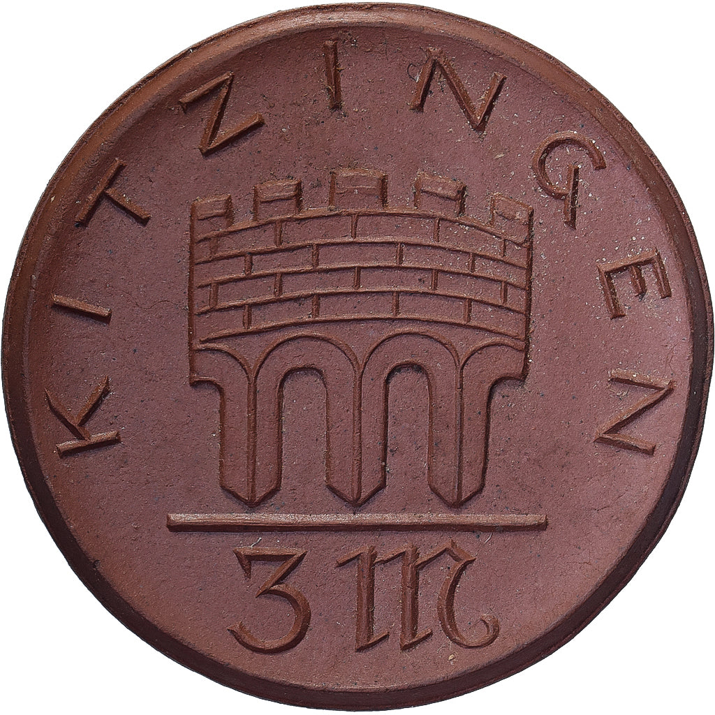 ALEMANIA - REPÚBLICA DE WEIMAR, Stadt Kitzingen, 3 Mark, 1921, SC, Porcelana