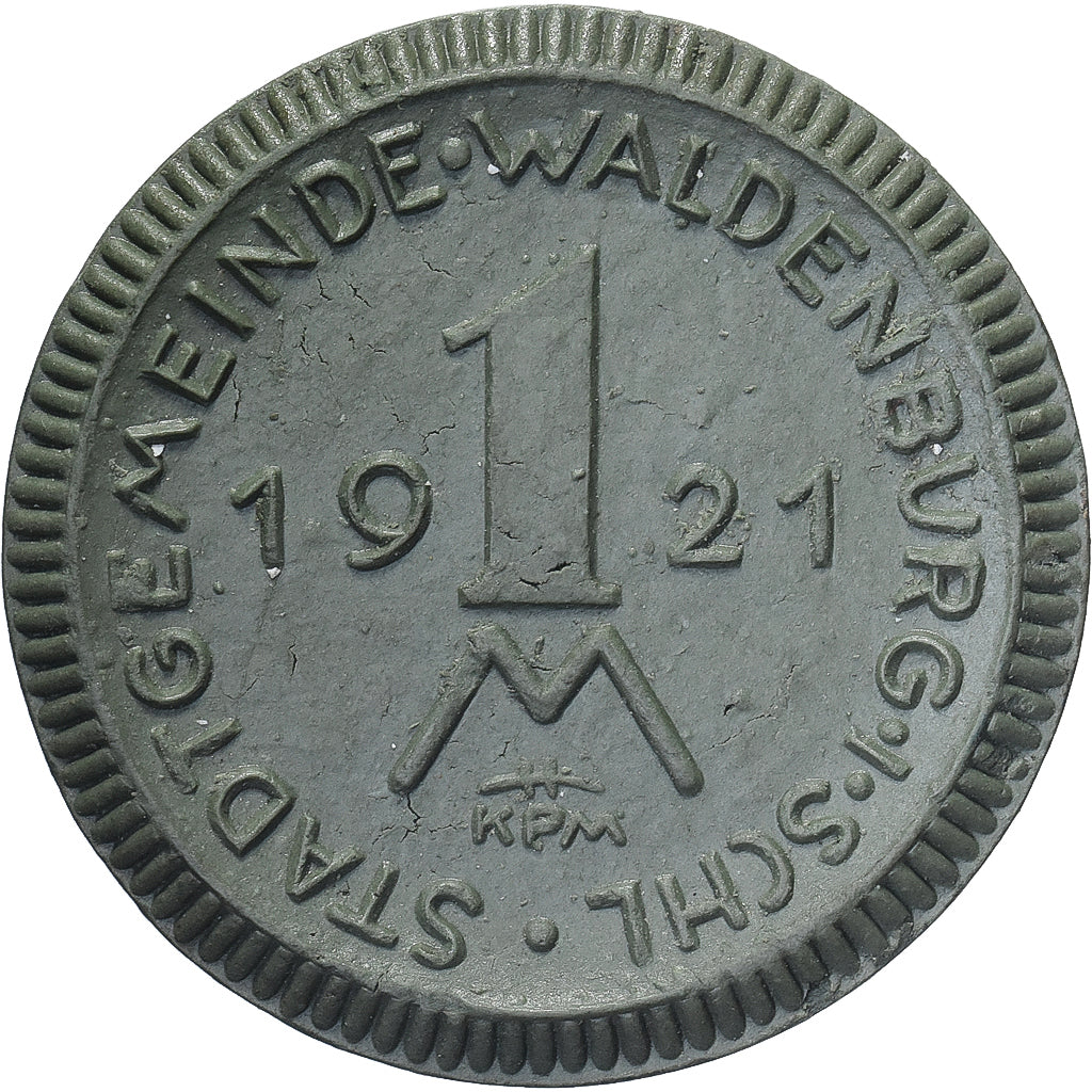 Weimar Republic, Stadt Waldenburg, 1 Mark, 1921, MS(63), Porcelain