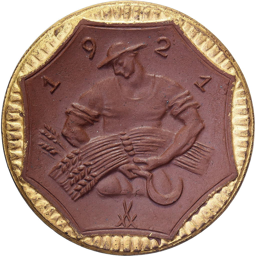 République de Weimar, Land de Saxe, 10 Mark, 1921, Doré, SPL, Porcelaine