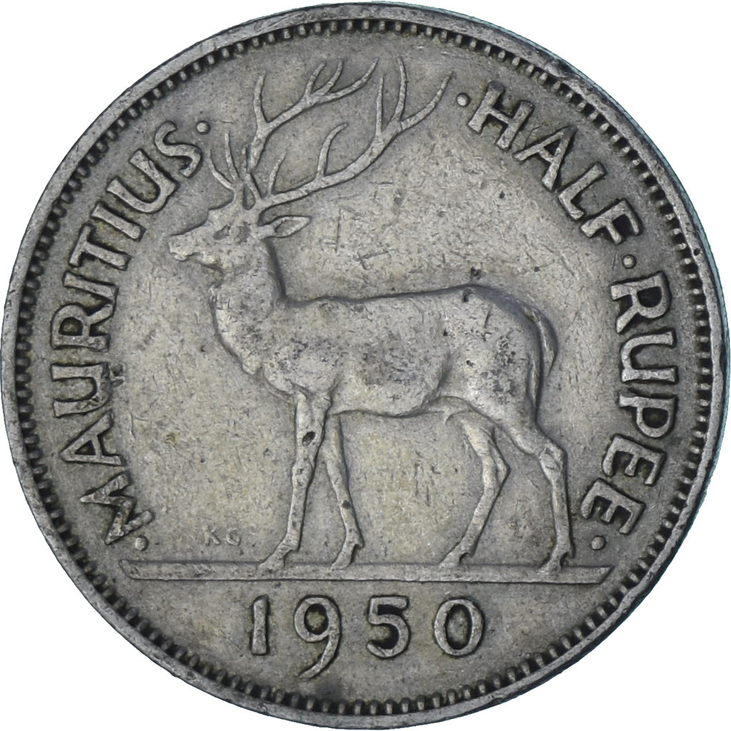 Mauricio, 1/2 Rupee, 1950