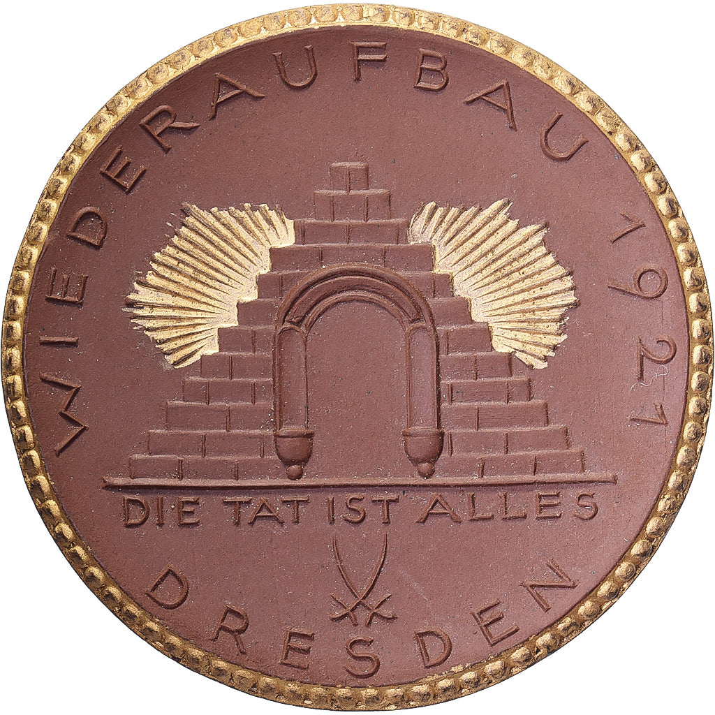 ALEMANIA - REPÚBLICA DE WEIMAR, Stadt Dresden, 20 Mark, 1921, Gilded, SC