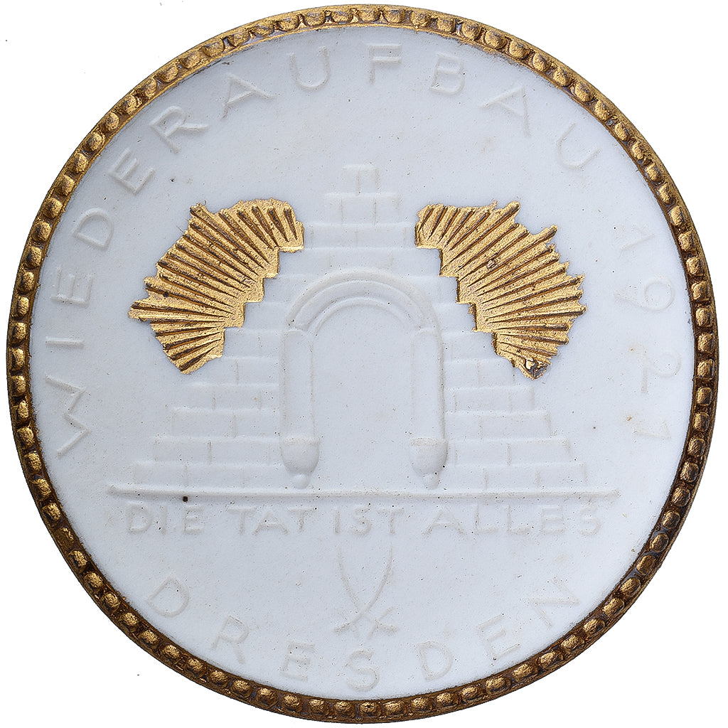 NIEMCY, REP. WEIMARSKA, Stadt Dresden, 20 Mark, 1921, Gilded, MS(63), Porcelana