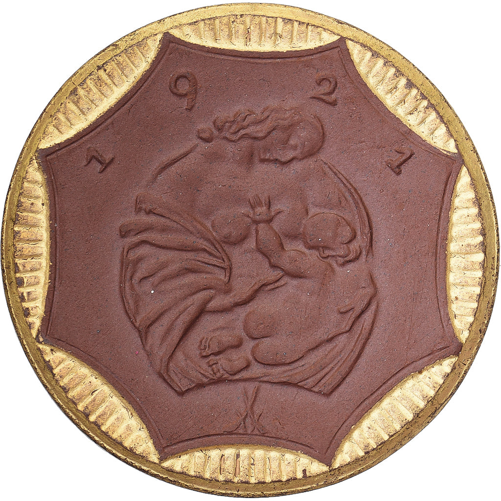 NIEMCY, REP. WEIMARSKA, Stadt Sachsen, 20 Mark, 1921, Gilded, MS(63), Porcelana