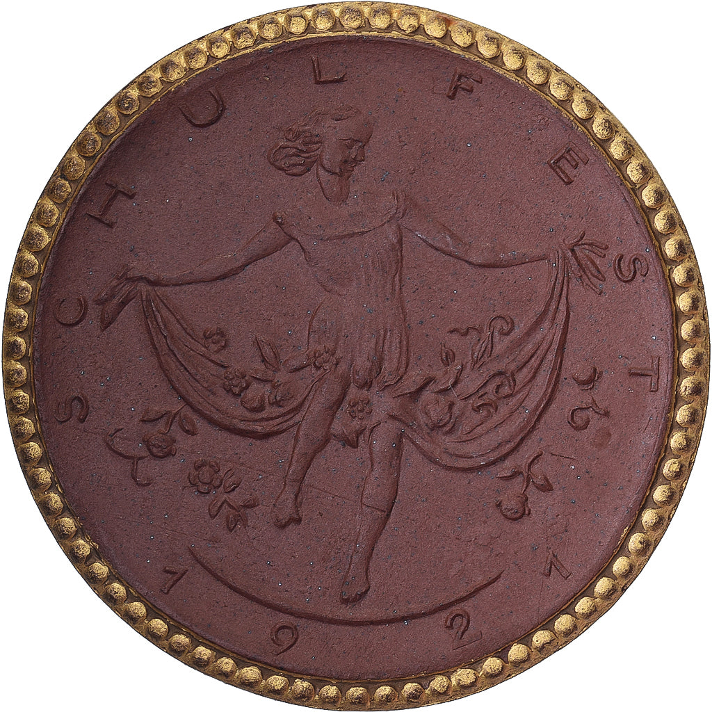 Deutschland, Medaille, Höhere Mädchenschule, Meissen, 1921, Porzellan, Gilded