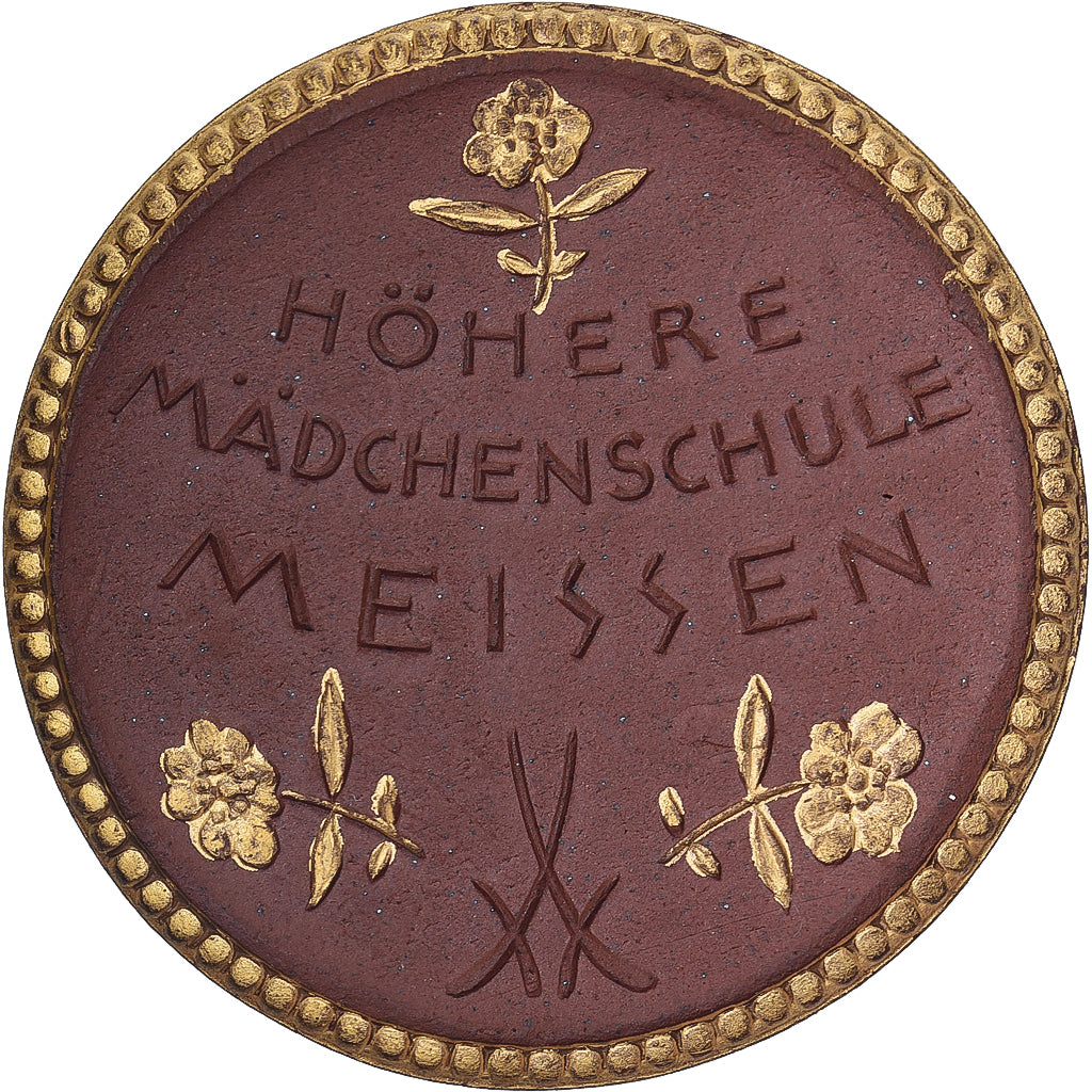 Deutschland, Medaille, Höhere Mädchenschule, Meissen, 1921, Porzellan, Gilded